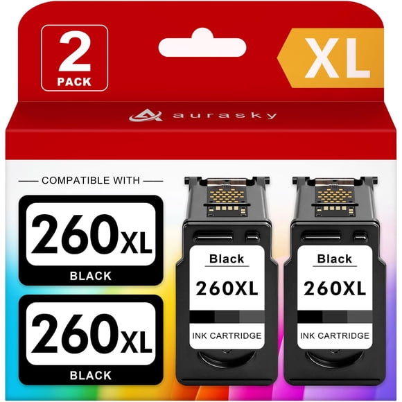 Cartucho de tinta AURASKY 260XL PG-260 negro, paquete de 2