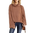 thumbnail image 2 of Duoif Sweaters for Women Trendy Women's Elegant Turtleneck Sweaters Oversized Long Sleeve Chunky Knit Sweater Fall Winter Casual Solid Pullover Tops Women's Sweaters Womens Tops Coffee XL, 2 of 5