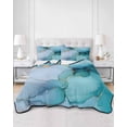 thumbnail image 3 of Quilts Full Size, Teal Blue Marble Soft Comforter Bedding Set for Bed, Modern Abstract Art Marble Crack Lightweight Quilted Bedspread with Pillow Cover(2 Pieces) for All Season, 78x90 Inch, 3 of 6