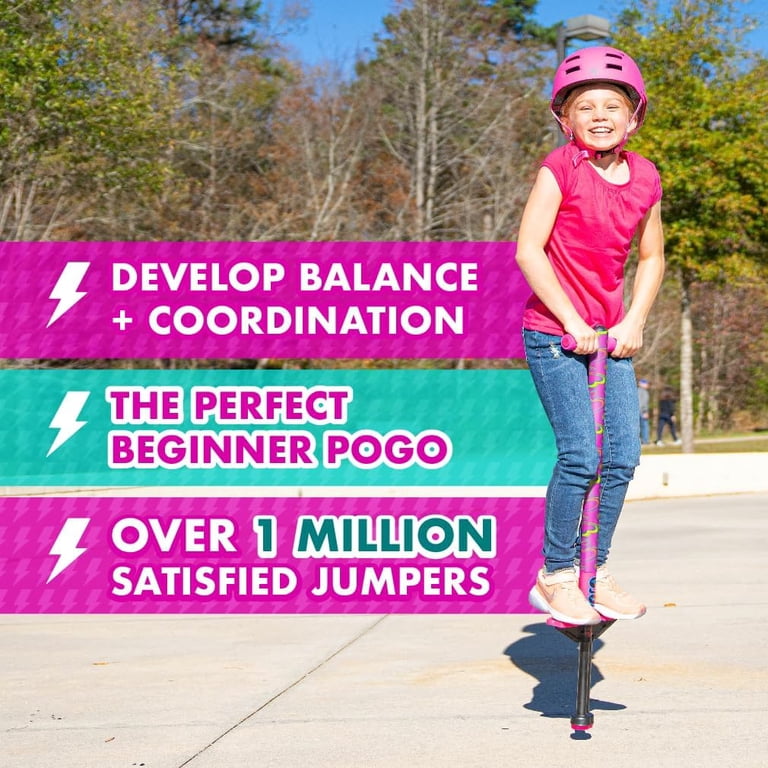 Flybar Jolt Pogo Stick for Kids, Pink Hearts, Ages 6+ photo 6