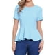 thumbnail image 1 of INSPIRAR CHIC Blusa de Peplum para Mujer de Manga Corta con Cuello Redondo Primavera Verano Estiramiento S Azul Claro, 1 of 6