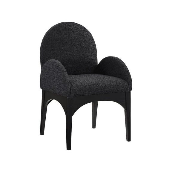 Meridian Furniture Waldorf Black Boucle Fabric Dining Arm Chair