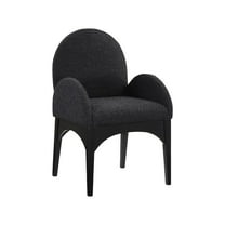 Meridian Furniture Waldorf Black Boucle Fabric Dining Arm Chair