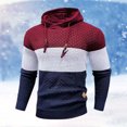 thumbnail image 2 of sususu Mens Hoodies Pullover 3X Fall Winter Long Sleeved Hooded Colour Blocked Sporty Casual Style Sweatshirt,RD2,XXL, 2 of 3