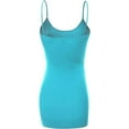 thumbnail image 4 of RT1002 Ladies Adjustable Spaghetti Strap Basic Long Cami Tank Top Aqua S, 4 of 5