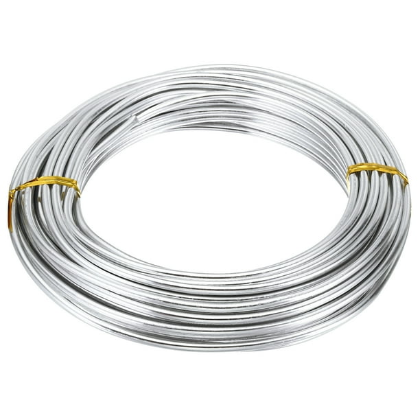 Alambre de aluminio de 32.8 pies, alambre de joyería de aluminio de 3 mm, alambre de 9 gauge para hacer joyas y manualidades, plateado
