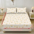 thumbnail image 2 of COEQINE Twin Sheet Set Soft Fade Resistant 3 Pieces Bed Sheets Set All Around Elastic Fitted Bedsheet & Pillowcases Home Decor for Twin Size Bed, Easter Bunny Carrot Beige, 2 of 5