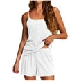 thumbnail image 3 of QATAINLAV Women Summer Camisole Pajama Sets Casual Ribbed Knit Button Up Sleeveless Tanks Tops Matching Sleepwear Shorts 2 Piece Lounge Outfits White XL Gifts for Mom, 3 of 8