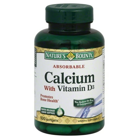 Nature's Bounty Calcium With Vitamin D3 Softgels, 1000mg, 100 Soft Gels