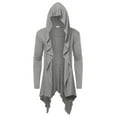 thumbnail image 2 of COOFANDY Long Hooded Cardigan Ruffle Shawl Collar Open Front Lightweight Drape Cape Overcoat with Pockets, 2 of 6