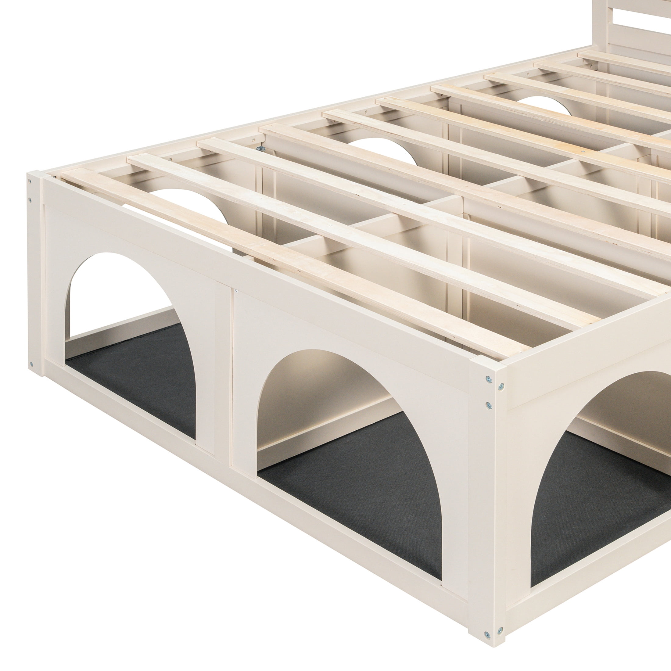 Christopher Knight Home Pet-Friendly Platform Bed with Nook, Upholstered Headboard, Full Size, Beige