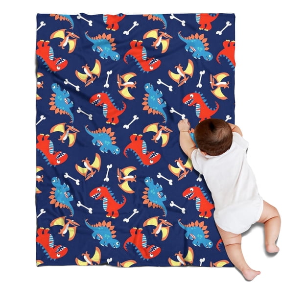 DarkBlue Dinosaurs Bones Pattern Blanket,Comfortable Soft Flannel Throw Blanket,All Season,Warm Lightweight Blankets for Sofa Bed Couch Living Room Chair,30"x40"