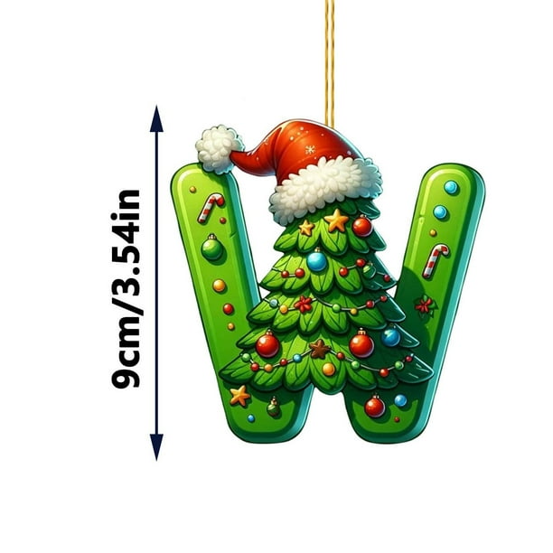 Rapeiae 2D Acrylic Christmas Tree 26 Letter Pendant Decorative Gift Family Christmas Party Pendants