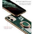 thumbnail image 4 of Case for iPhone 11 Case 6.1" Slim Thin Ring Stand Holder Silicone Phone Cases Soft Flexible TPU Electroplated Frame Shock-Absorption Protective Bumper Cover for iPhone 11 - Green, 4 of 9