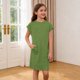 thumbnail image 4 of Vestido de Primavera de Niña Vestidos Sueltos Casuales con Bolsillos para 5-14 Años Vestido de Verano de Manga Corta Estirable Suave Y Cómodo para las Vacaciones Escolares, 4 of 9