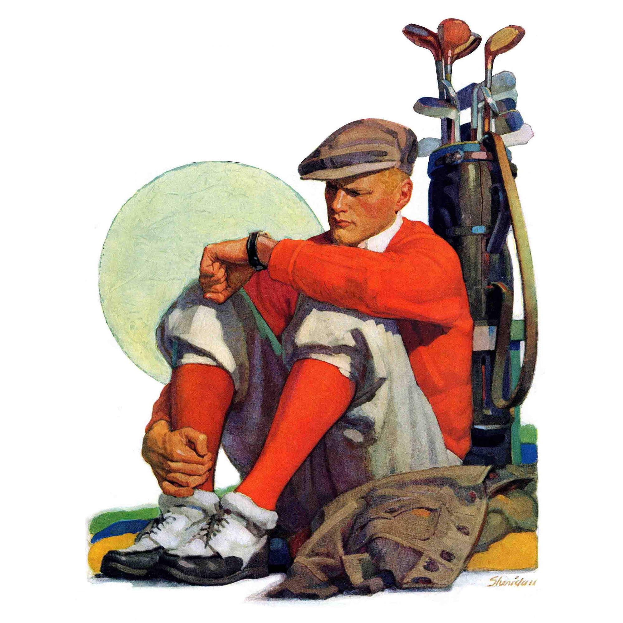 Marmont Hill Golfer Kept Waiting by John E. Sheridan Painting Print on Canvas