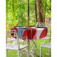 thumbnail image 3 of Outdoor Tablecloth with Umbrella Hole and Zipper 60R Red Gradient Ripples Table Cover for Round Tables Waterproof Tabletop Collection for Patio Garden Picnic Camping, 3 of 6