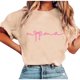 thumbnail image 1 of Tops de Manga Corta de Verano para las Mujeres Imprimir Blusa de Cuello Redondo, Moda Ligera de Poliéster Spandex, 1 of 4