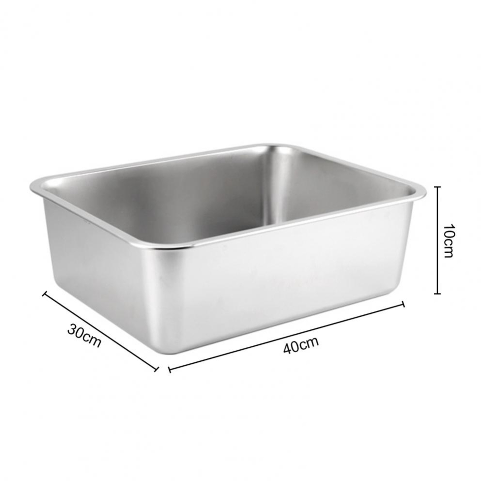QUTETN Rectangle Stainless Steel Cat Litter Box Broken-resistant Low Entry Open Spacious Metal Litter Pan Pet Accessories