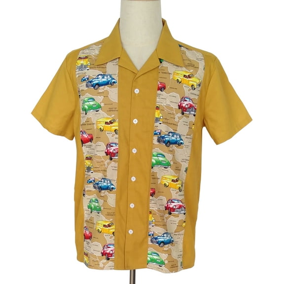 Printed Panel Cuban Collar Hawaii Shirts