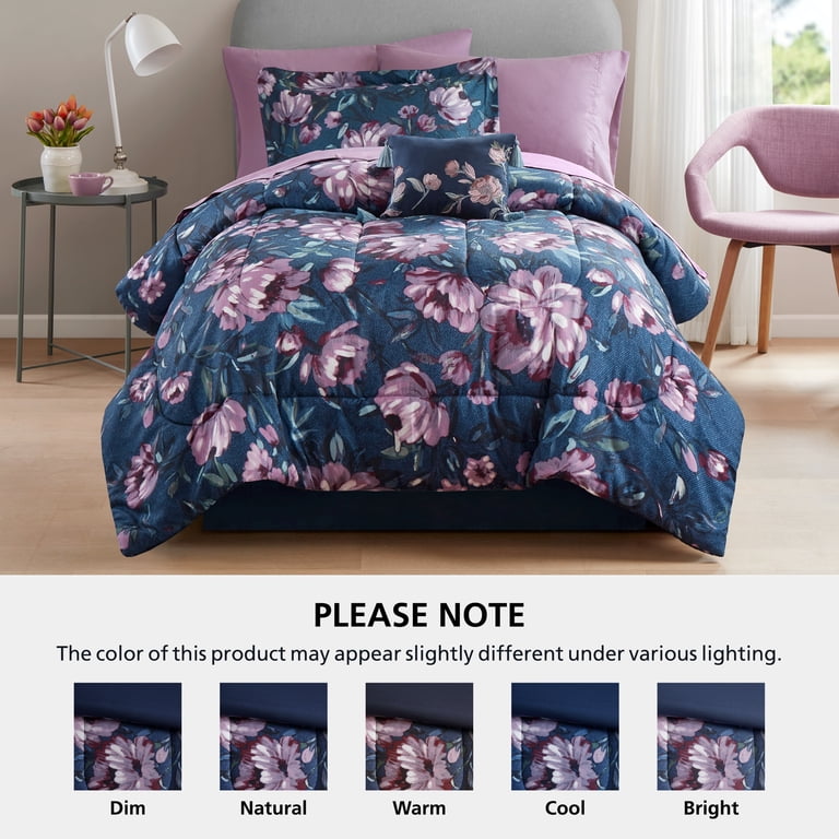 Mainstays All in One Reversible Comforter and Sheet set- 8 Piece