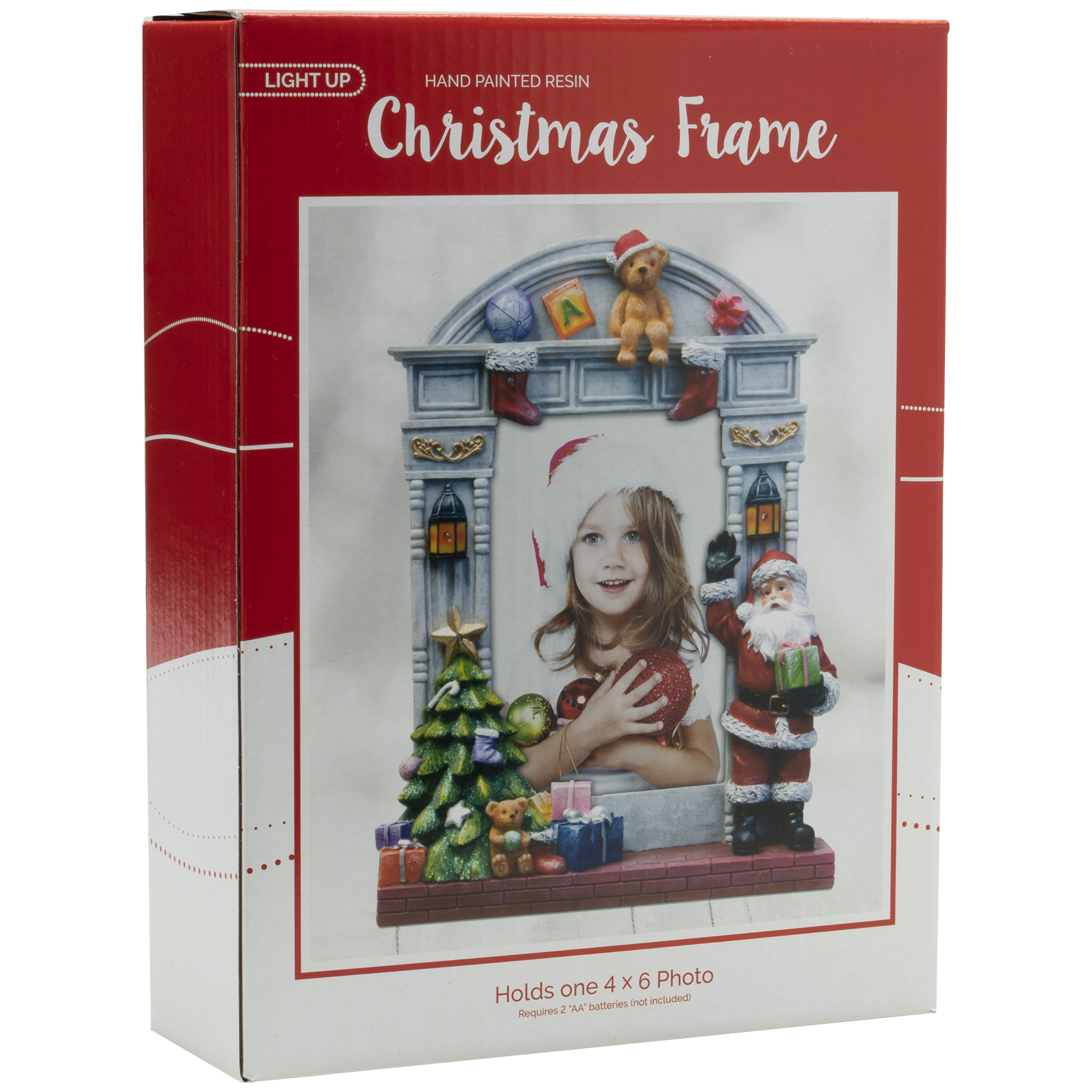 FINE PHOTO GIFTS 4" x 6" Light Up Christmas Resin Picture Frame w/Santa Claus and Christmas Tree