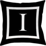 Thumbprintz Classic Block Monogram Decorative Pillow, Black