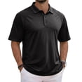 thumbnail image 2 of Men's Polo Shirts Casual Short Sleeve Quick Dry Collared Golf Shirt summer Performance Pique Athletic T-Shirts Black M, 2 of 5