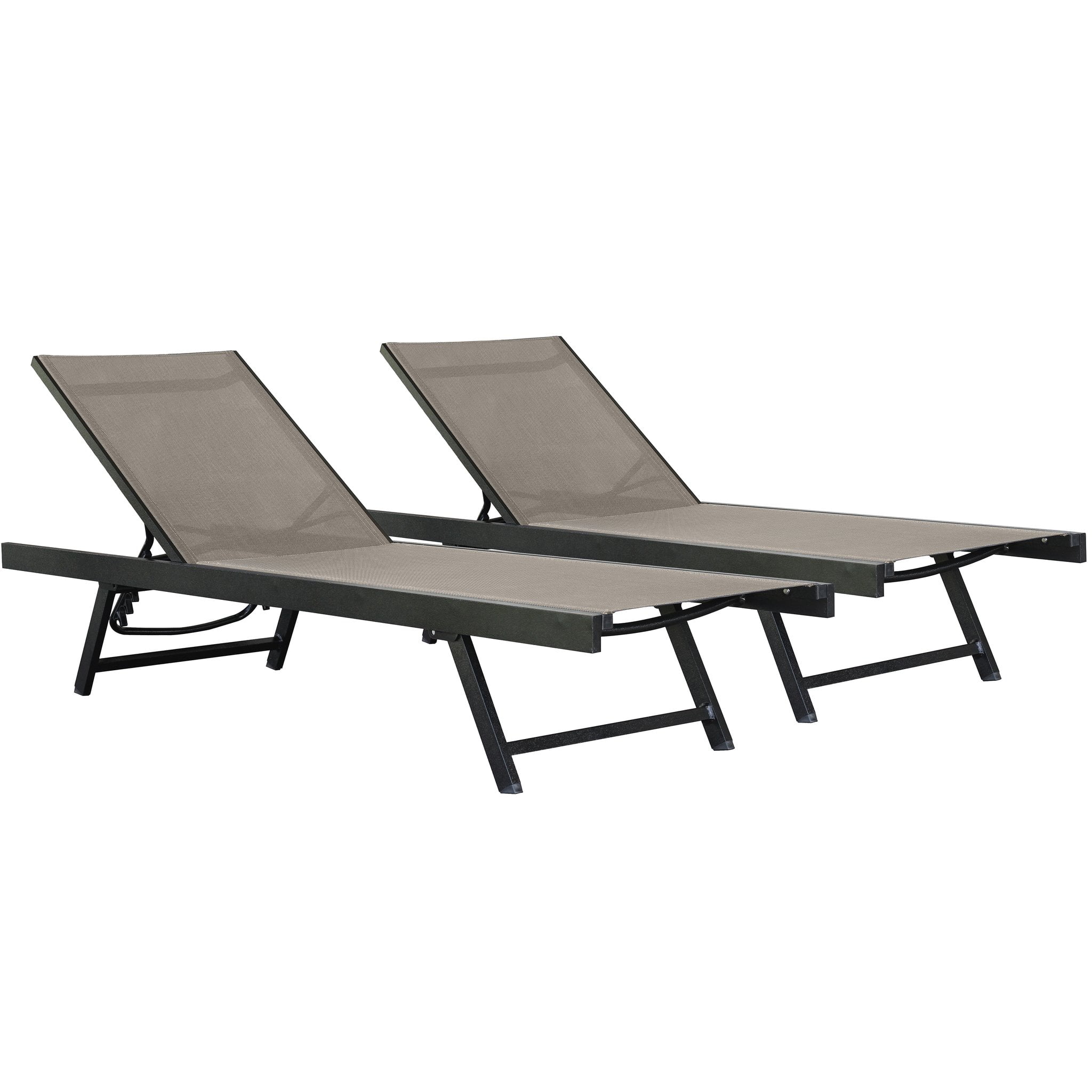 Vivere Urban Foldable Aluminum Outdoor Chaise Lounge Set of 2, Cocoa