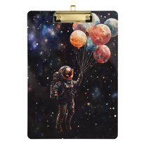 FORMRS Acrylic Clipboard with Low Profile Clip Standard A4 Letter Size, 12.5" x 9", Black Watercolor Space