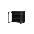 thumbnail image 5 of 27.56" Wall Cabinet with 2 Glass Doors, Woven PatternMetal Hanging Cabinet with Three-tier Storage, Storage Cabinet Bathroom Cabinet for Entryway Living Room Dining Room, Black, 5 of 9