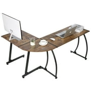 HomGarden L-Shaped Computer Desk 58” Reversible MDF Corner Gaming Desk, Rustic Brown