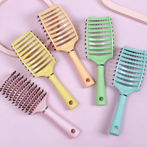 5 cepillos para el pelo, peine mágico para desenredar el pelo, peine de masaje para peluquería (color: Azul con pelo-B)