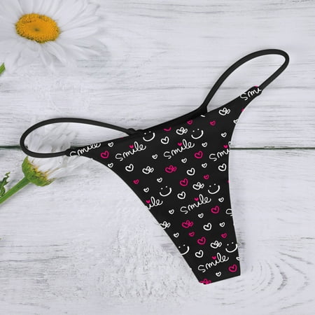 

Roliyen Thongs For Women Underpants Floral Print Comfort Low-Rise Soft T-Back G-String Panties Lingerie For Women Nightgowns For Women