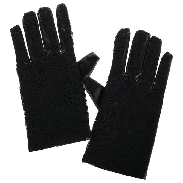 1 par de guantes cortos de encaje para mujer, guantes florales para fiesta, guantes para montar, guantes para boda, fiesta de té, accesorios de Halloween y cosplay