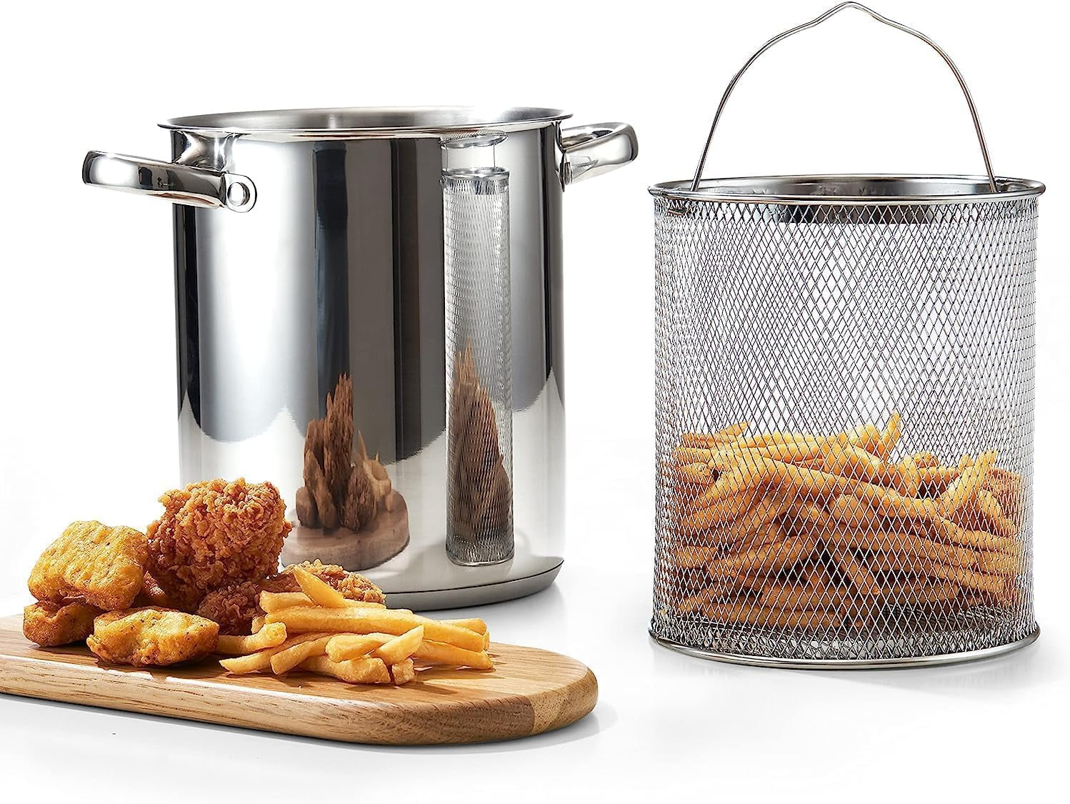 Stainless Steel Asparagus Pot with Basket Small Body Large Capacity Plus  High Small Soup Pot Fryer High Deep Pot 16cm.