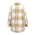 thumbnail image 6 of Women's Plaid Fuzzy Jacket Casual Collared Button Front Long Sleeve Oversized Loose Fit Coat, 6 of 9