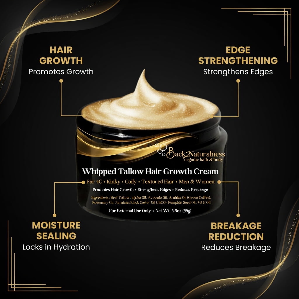 Back2Naturalness Tallow Hair Growth Cream Oil for Textured Hai, All Hair Types, Sensitive Skin , 3.5 oz