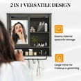 thumbnail image 5 of CozyHome 28in Bathroom Cabinet Wall Mount with Sliding Mirror Door, Over The Toilet Storage Cabinet, Farmhouse Medicine Cabinet with Shelves and Towel Bar for Living Room, 28" W x 29" H, Dark Grey, 5 of 8