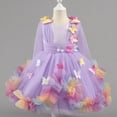 thumbnail image 2 of SERTG Little Girls' Party Dress Sheer Paneled Skirt with Back Zipper Short Sleeve Round Neck Princesse Outfit for 6 Months-4 Years(Purple,8 Years), 2 of 9