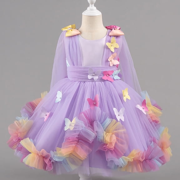 hengsof Sheer Panel Back Zipper Formal Dress for Girls, Short Sleeve Party Gown with Mesh Detail, Princess Style Celebration Outfit