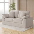 thumbnail image 2 of EOP 75.6" Wide Cloud Compression Sofa, Full Sponge Loveseat with Deep Seat, Upholstered Couch with 4 Pillows, No Assembly Required for Small Living Spaces, Camel, 2 of 9