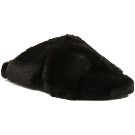 

Toms Susie Women s Faux Fur Criss Cross Slide Slippers In Black Size 10