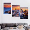 thumbnail image 4 of Nawypu  Santorini Island Wall Art Greece Nature Landscape Picture Canvas Prints Seascape in the Sunset Painting for Bathroom Bedroom Modern Framed Giclee Home Decor 12''x16''X3 Panels, 4 of 4