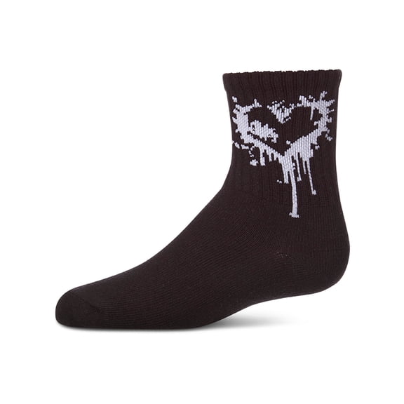 MeMoi Kids Unisex "Dripping Heart" Cotton Blend Novelty Crew Sock - Girls - Female, 2, Black