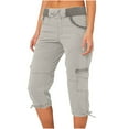 thumbnail image 2 of Olyvenn Women's Fashion Casual High Waist Cargo Pants A-Line Loose Wide Leg Pocket Quick Drying Pants Workout Loose Full Length Pants for Women Trendy 2023 White 10, 2 of 6