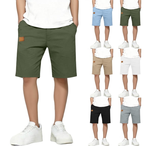 Bnwani Boys Pull On Shorts Solid Color Pokets Comfortable Casual Shorts Army Green Sizes 5-15
