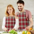 thumbnail image 3 of Red and Green Christmas Plaid Apron-Garden Aprons for Women with Pockets-Cotton Linen Waterproof Kitchen Cooking Gardening Aprons Adjustable for Kitchen,Cooking,BBQ and Salon 32"x27", 3 of 7