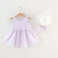 thumbnail image 6 of KDFJPTH Toddler Girls Summer Flower Print Princess Party Dresses Sleeveless Bowknot Suspenders Sundress With Straw Hat Set Size 3-4 Years, 6 of 6
