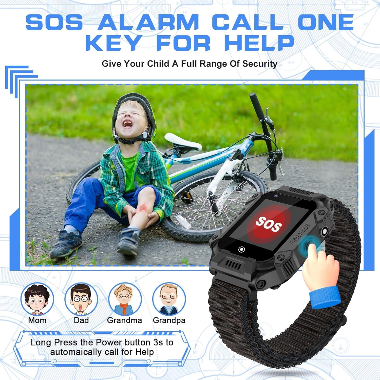 SHANNA 4G Smart Watch for Girls Boys, Smart Watch Phone with Calling, SOS, GPS, Camera, Flashlight, GPS Tracker for 3-12 Years Kids Birthday Xmas Gift, Black